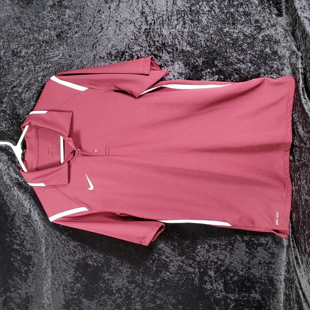 Nike Drifit Short Sleeve Polo Burgundy Mens Small